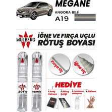 Wulberg Renault Megane Angora Beji A19 Rötuş Boya 25 ml + Vernik Iğne & Fırça Uçlu Kalıcı Çizik Giderici