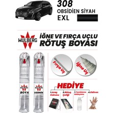 Wulberg Peugeot 308 Obsidien Siyah Exl Rötuş Boya 25 ml + Vernik Iğne & Fırça Uçlu Kalıcı Çizik Giderici
