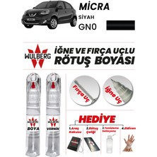 Wulberg Nissan Micra Siyah Gn0 Rötuş Boya 25 ml + Vernik Iğne & Fırça Uçlu Kalıcı Çizik Giderici