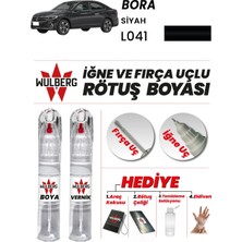 Wulberg Volkswagen Bora Siyah L041 Rötuş Boya 25 ml + Vernik Iğne & Fırça Uçlu Kalıcı Çizik Giderici