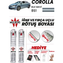 Wulberg Toyota Corolla Buz Mavi 8s1 Rötuş Boya 25 ml + Vernik Iğne & Fırça Uçlu Kalıcı Çizik Giderici