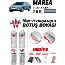 Wulberg Fiat Marea Yıldız Mavi 798 Rötuş Boya 25 ml + Vernik Iğne & Fırça Uçlu Kalıcı Çizik Giderici Rutuş