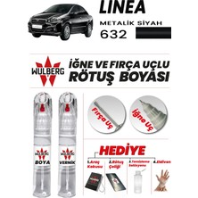 Wulberg Fiat Linea Metalik Siyah 632 Rötuş Boya 25 ml + Vernik Iğne & Fırça Uçlu Kalıcı Çizik Giderici
