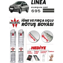 Wulberg Fiat Linea Kurşun Gri 695 Rötuş Boya 25 ml + Vernik Iğne & Fırça Uçlu Kalıcı Çizik Giderici Rutuş