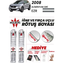 Wulberg Peugeot 2008 Alüminyum Gri Ezr Rötuş Boya 25 ml + Vernik Iğne & Fırça Uçlu Kalıcı Çizik Giderici