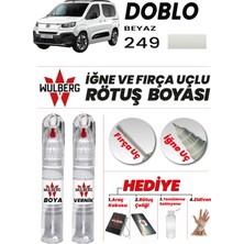 Wulberg Fiat Doblo Beyaz 249 Rötuş Boya 25 ml + Vernik Iğne & Fırça Uçlu Kalıcı Çizik Giderici Rutuş