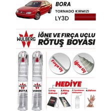 Wulberg Volkswagen Bora Trnado Krmızı LY3D Rötuş Boya 25 Ml+ Vernik Iğne & Fırça Uçlu Kalıcı Çizik Giderici