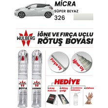 Wulberg Nissan Micra Süper Beyaz 326 Rötuş Boya 25 ml + Vernik Iğne & Fırça Uçlu Kalıcı Çizik Giderici