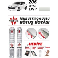 Wulberg Peugeot 206 Beyaz Ewp Rötuş Boya 25 ml + Vernik Iğne & Fırça Uçlu Kalıcı Çizik Giderici