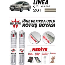 Wulberg Fiat Linea Çöl Grisi 261 Rötuş Boya 25 ml + Vernik Iğne & Fırça Uçlu Kalıcı Çizik Giderici Rutuş