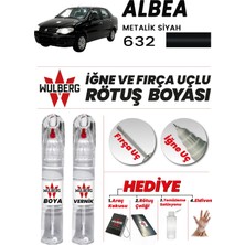 Wulberg Fiat Albea Metalik Siyah 632 Rötuş Boya 25 ml + Vernik Iğne & Fırça Uçlu Kalıcı Çizik Giderici