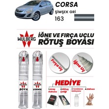 Wulberg Opel Corsa Şimşek Gri 163 Rötuş Boya 25 ml + Vernik Iğne & Fırça Uçlu Kalıcı Çizik Giderici