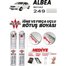 Wulberg Fiat Albea Beyaz 249 Rötuş Boya 25 ml + Vernik Iğne & Fırça Uçlu Kalıcı Çizik Giderici