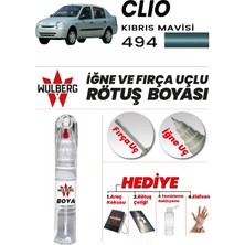 Wulberg Renault Clio Kıbrıs Mavisi 494 Rötuş Boya 25 ml Iğne & Fırça Uçlu Kalıcı Çizik Giderici