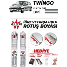 Wulberg Renault Twingo Platin Gri D69 Rötuş Boya 25 ml + Vernik Iğne & Fırça Uçlu Kalıcı Çizik Giderici