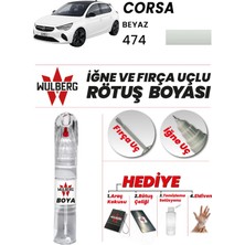 Wulberg Opel Corsa Beyaz 474 Rötuş Boya 25 ml Iğne & Fırça Uçlu Kalıcı Çizik Giderici Rutuş