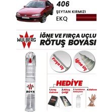 Wulberg Peugeot 406 Şeytan Kırmızı Ekq Rötuş Boya 25 ml Iğne & Fırça Uçlu Kalıcı Çizik Giderici
