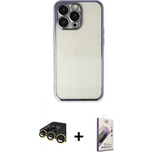Marsilyan™- iPhone 14 Pro Kılıf Vadi Minimal - Siyah Bilvis 3D Mat Cam Ekran Koruyucu + Raze Metal Kamera Lens - Gd