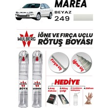 Wulberg Fiat Marea Beyaz 249 Rötuş Boya 25 ml + Vernik Iğne & Fırça Uçlu Kalıcı Çizik Giderici Rutuş