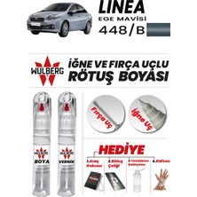 Wulberg Fiat Linea Ege Mavisi 448/B Rötuş Boya 25 ml + Vernik Iğne & Fırça Uçlu Kalıcı Çizik Giderici Rutuş