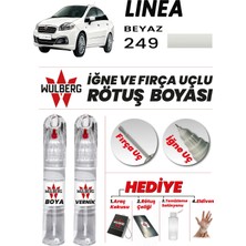 Wulberg Fiat Linea Beyaz 249 Rötuş Boya 25 ml + Vernik Iğne & Fırça Uçlu Kalıcı Çizik Giderici Rutuş