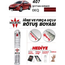 Wulberg Peugeot 407 Şeytan Kırmızı Ekq Rötuş Boya 25 ml Iğne & Fırça Uçlu Kalıcı Çizik Giderici
