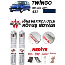 Wulberg Renault Twingo Metalik Mavi 432 Rötuş Boya 25 ml + Vernik Iğne & Fırça Uçlu Kalıcı Çizik Giderici