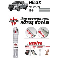Wulberg Toyota Hilux Alp Gümüş 199 Rötuş Boya 25 ml Iğne & Fırça Uçlu Kalıcı Çizik Giderici