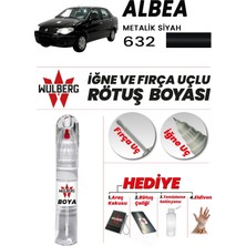Wulberg Fiat Albea Metalik Siyah 632 Rötuş Boya 25 ml Iğne & Fırça Uçlu Kalıcı Çizik Giderici Rutuş