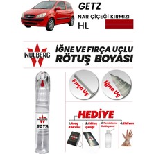 Wulberg Hyundai Getz Nar Çiçeği Kırmızı Hl Rötuş Boya 25 ml Iğne & Fırça Uçlu Kalıcı Çizik Giderici