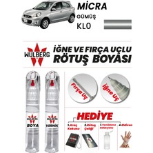 Wulberg Nissan Micra Gümüş Kl0 Rötuş Boya 25 ml + Vernik Iğne & Fırça Uçlu Kalıcı Çizik Giderici