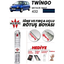 Wulberg Renault Twingo Metalik Mavi 432 Rötuş Boya 25 ml Iğne & Fırça Uçlu Kalıcı Çizik Giderici