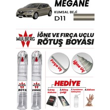 Wulberg Renault Megane Kumsal Beji D11 Rötuş Boya 25 ml + Vernik Iğne & Fırça Uçlu Kalıcı Çizik Giderici
