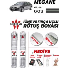 Wulberg Renault Megane Kül Gri 603 Rötuş Boya 25 ml + Vernik Iğne & Fırça Uçlu Kalıcı Çizik Giderici