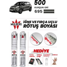 Wulberg Fiat 500 Kurşun Gri 695 Rötuş Boya 25 ml + Vernik Iğne & Fırça Uçlu Kalıcı Çizik Giderici Rutuş