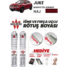 Wulberg Nissan Juke Manyetik Kırmızı Naj Rötuş Boya 25 ml + Vernik Iğne & Fırça Uçlu Kalıcı Çizik Giderici
