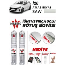 Wulberg Hyundai I20 Atlas Beyaz Saw Rötuş Boya 25 ml + Vernik Iğne & Fırça Uçlu Kalıcı Çizik Giderici