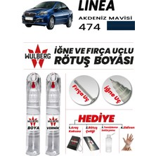 Wulberg Fiat Linea Akdeniz Mavisi 474 Rötuş Boya 25 ml + Vernik Iğne & Fırça Uçlu Kalıcı Çizik Giderici