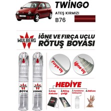 Wulberg Renault Twingo Ateş Kırmızı B76 Rötuş Boya 25 ml + Vernik Iğne & Fırça Uçlu Kalıcı Çizik Giderici