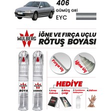 Wulberg Peugeot 406 Gümüş Gri Eyc Rötuş Boya 25 ml + Vernik Iğne & Fırça Uçlu Kalıcı Çizik Giderici