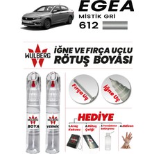 Wulberg Fiat Egea Mistik Gri 612 Rötuş Boya 25 ml + Vernik Iğne & Fırça Uçlu Kalıcı Çizik Giderici
