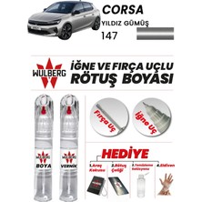 Wulberg Opel Corsa Yıldız Gümüş 147 Rötuş Boya 25 ml + Vernik Iğne & Fırça Uçlu Kalıcı Çizik Giderici