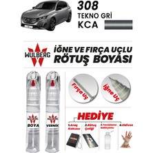 Wulberg Peugeot 308 Tekno Gri Kca Rötuş Boya 25 ml + Vernik Iğne & Fırça Uçlu Kalıcı Çizik Giderici
