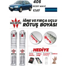 Wulberg Peugeot 406 Resif Mavi Kmf Rötuş Boya 25 ml + Vernik Iğne & Fırça Uçlu Kalıcı Çizik Giderici