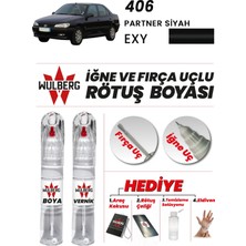 Wulberg Peugeot 406 Partner Siyah Exy Rötuş Boya 25 ml + Vernik Iğne & Fırça Uçlu Kalıcı Çizik Giderici