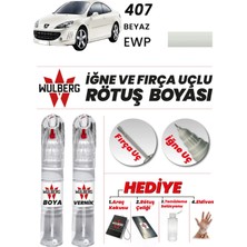 Wulberg Peugeot 407 Beyaz Ewp Rötuş Boya 25 ml + Vernik Iğne & Fırça Uçlu Kalıcı Çizik Giderici