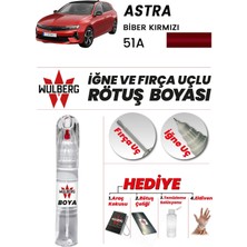 Wulberg Opel Astra Biber Kırmızı 51A Rötuş Boya 25 ml Iğne & Fırça Uçlu Kalıcı Çizik Giderici