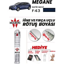 Wulberg Renault Megane Safir Mavi F43 Rötuş Boya 25 ml Iğne & Fırça Uçlu Kalıcı Çizik Giderici