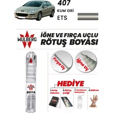 Wulberg Peugeot 407 Kum Gri Ets Rötuş Boya 25 ml Iğne & Fırça Uçlu Kalıcı Çizik Giderici