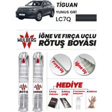 Wulberg Volkswagen Tiguan Yunus Gri LC7Q Rötuş Boya 25 ml + Vernik Iğne & Fırça Uçlu Kalıcı Çizik Giderici